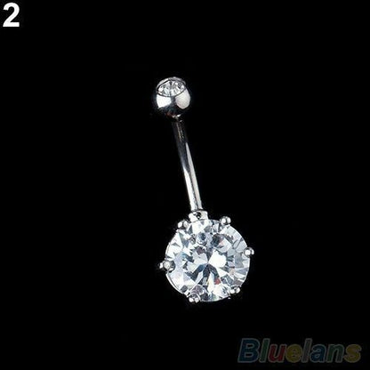 316L Surgical Steel Belly Button Ring Bar Navel Crystal Rhinestone Body Piercing