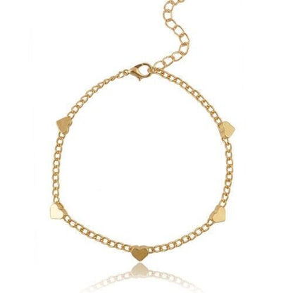 Womens Heart Bracelet Slave Chain Finger Ring Bangle Hand Harness Beach Boho