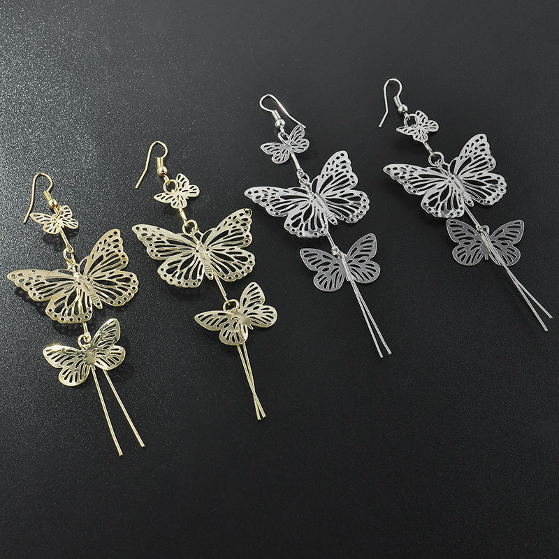 Womens Silver Gold Butterfly Wing Earring Rhinestone Hook Ear Stud Hoop Gift