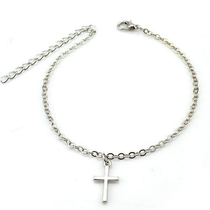 CROSS Silver Gold Ankle Bracelet Anklet SUMMER Foot Jewelry Jewellery Chain Beac