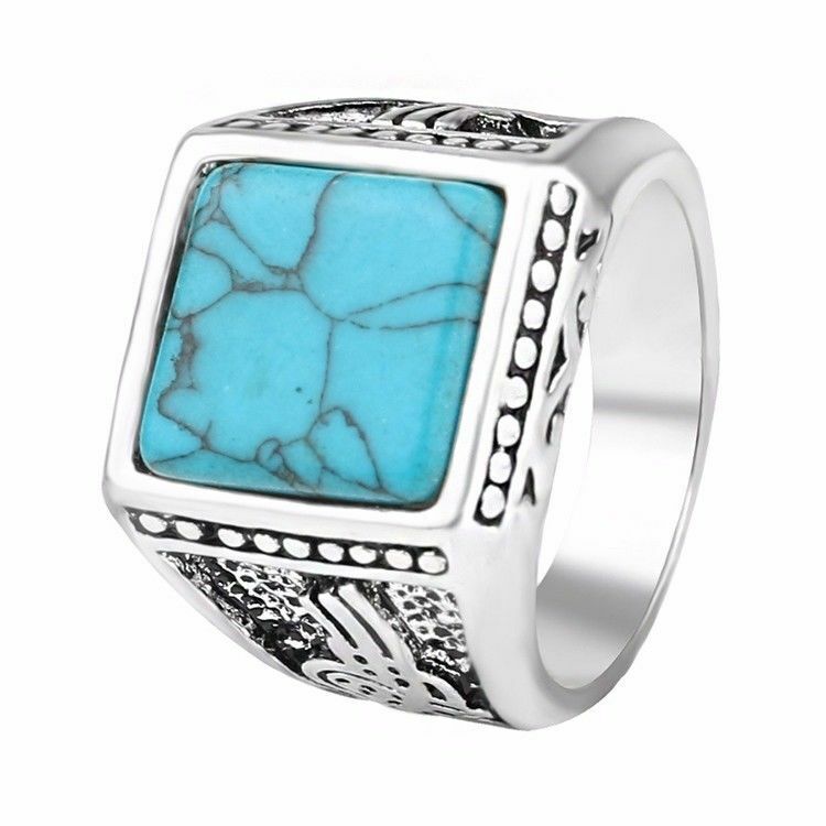NEW Tribal Surfer Gents Red Blue Turquoise Silver Mens Ring Boys Mans Gift UK