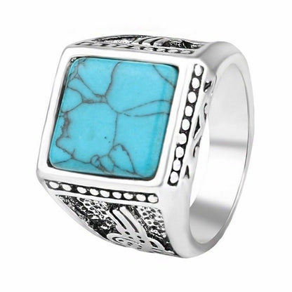 NEW Tribal Surfer Gents Red Blue Turquoise Silver Mens Ring Boys Mans Gift UK