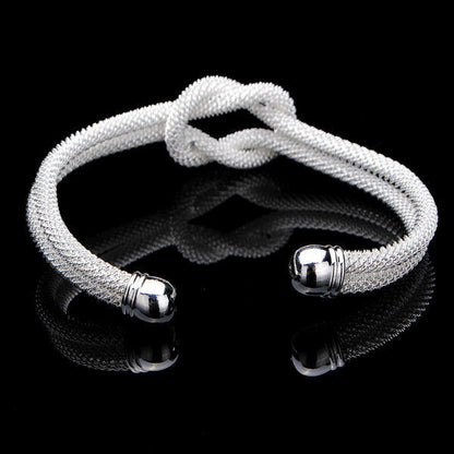 925 Sterling Silver Knotted Mesh Linked Bangle Bracelet Womens Jewellery UK