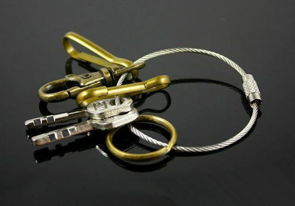 Stainless-Steel-Screw-Locking-Wire-Keychain-Cable-Keyrings-Key-Holders UK SELLER