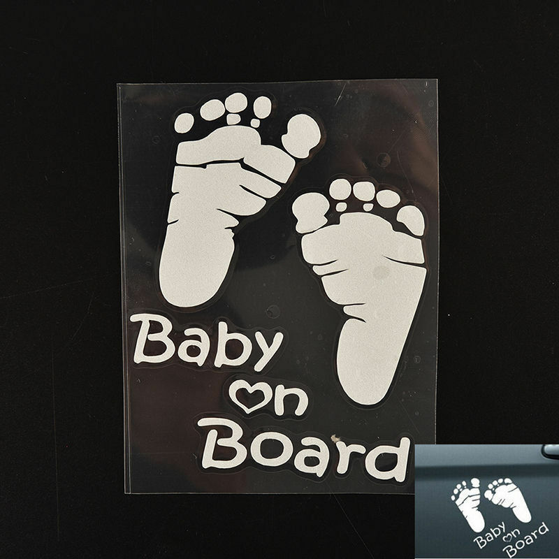 Baby On Board White FEET Car Safety Child Children Window Sticker Vinyl Decal