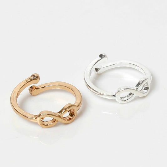 ADJUSTABLE INFINITE TOE OR FINGER RING WOMENS GIRLS SILVER GOLD STACKABLE GIFT