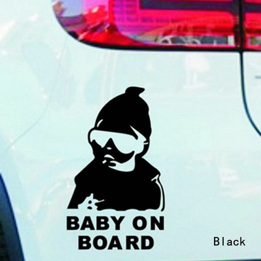 BLACK LITTLE DUDE ON BOARD Baby Child Window Bumper Car Sign Decal Sticker