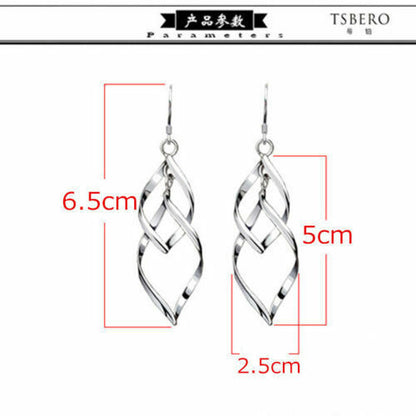 Charming Silver Plated Fashion Lady Dangle Ear Stud Hoop Earrings Gold