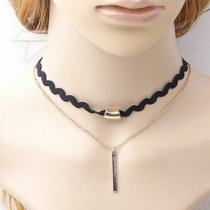 Womens Pendant Chain Black Choker Multi Layer Long Necklace Body Jewellery UK