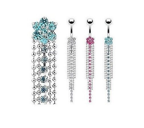 SEXY BEAUTIFUL LADIES FLOWER Belly Bar Ring Rhinestone Navel Gift UK BARGAIN