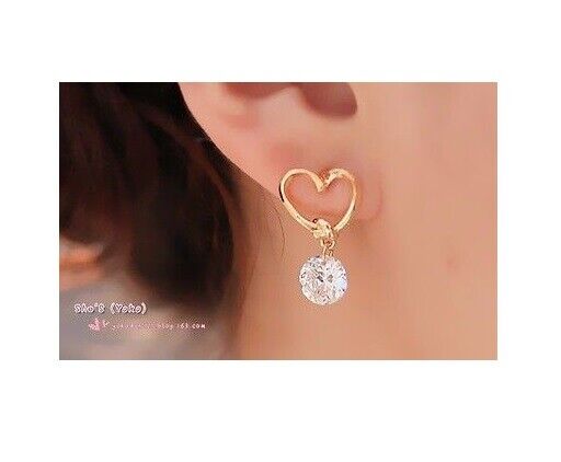 SEXY BEAUTIFUL Love Heart Shaped Crystal Hook Earrings Ear Stud Womens Gift UK