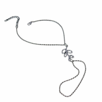 SILVER Anklet Chain with LEAF BAREFOOT beach Summer sexy Ankle Bracelet Women