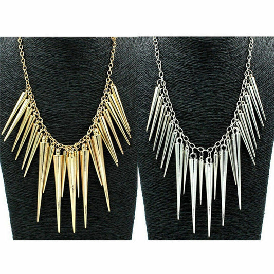 Fashion Women LONG STUD PENDANT CHAIN NECKLACE CHOKER STRAP Wedding Jewellery UK