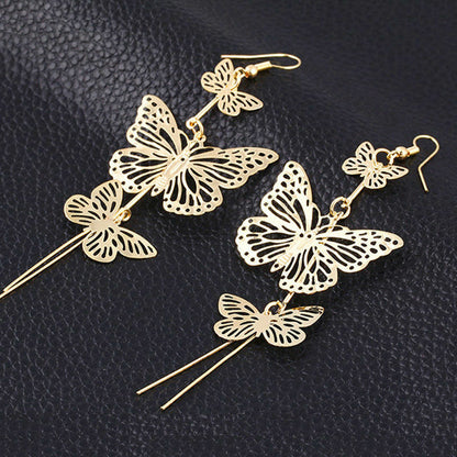 Womens Silver Gold Butterfly Wing Earring Rhinestone Hook Ear Stud Hoop Gift