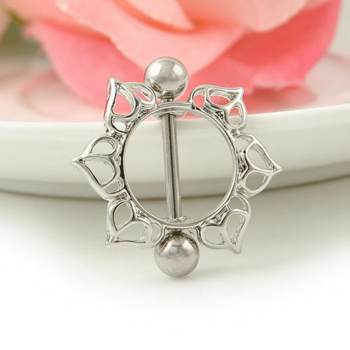 SUNFLOWER NIPPLE BAR Surgical LOVE CUTE BEAUTIFUL SILVER Body Piercing Bars UK