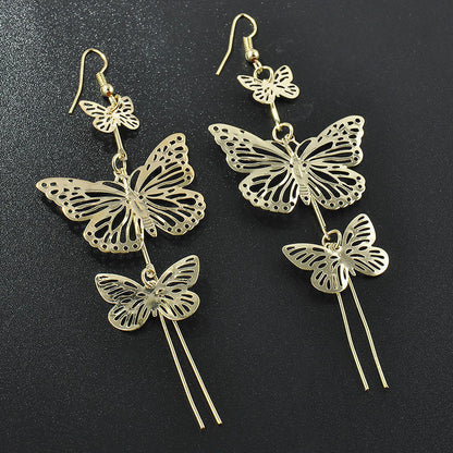 Womens Silver Gold Butterfly Wing Earring Rhinestone Hook Ear Stud Hoop Gift