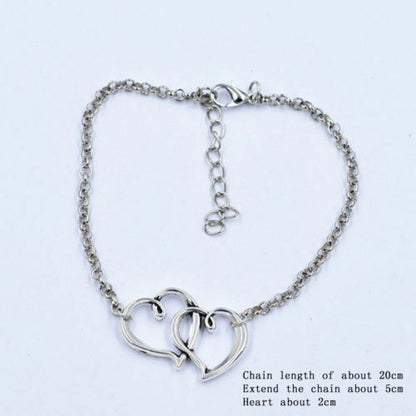 SILVER DOUBLE HEART ANKLET SUMMER Ankle Bracelet Sandal Foot Jewellery BEACH