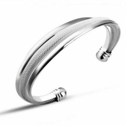 2 TONE TWISTED 3 BAR BANGLE Silver Mesh Linked Bracelet Womens Jewellery GIRLS