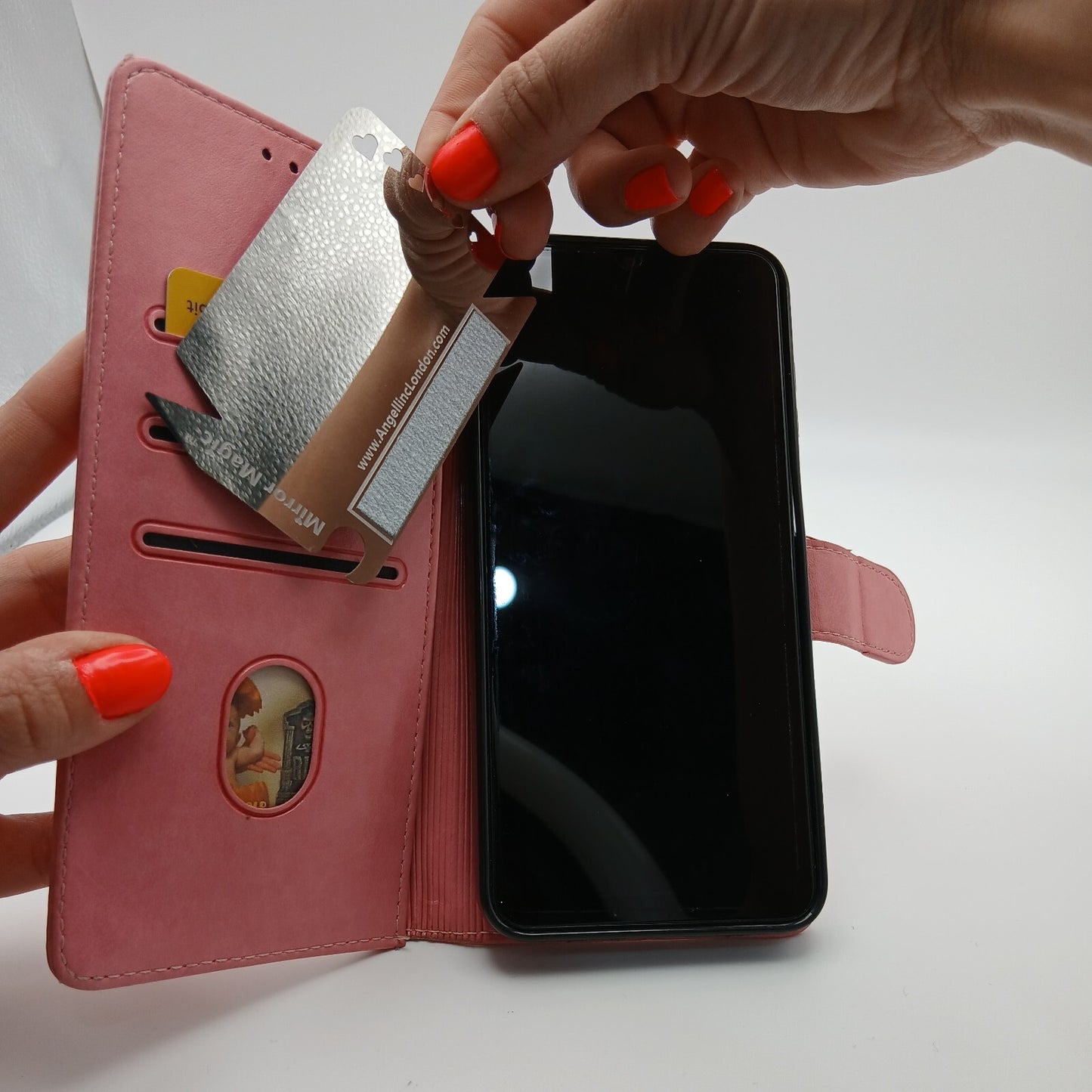 Metal Travel Mirror Magic 7-in-1 Mirrored Shatterproof Card Nail Files Cleaner Ends