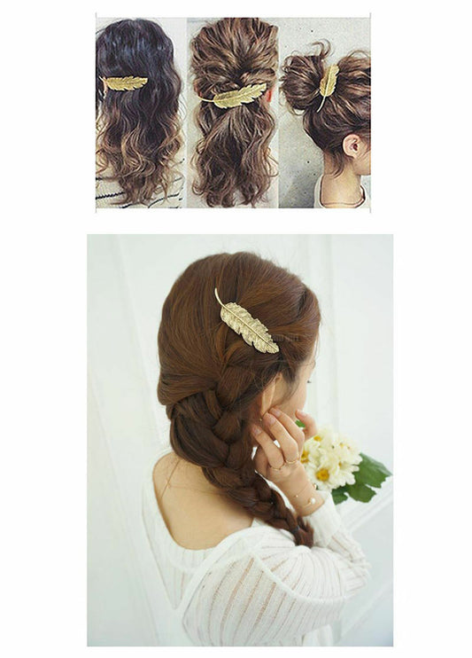 Feather Leaf Hair Clip Vintage Bridal Leaves Pin Hippy shabby chic Wedding uk