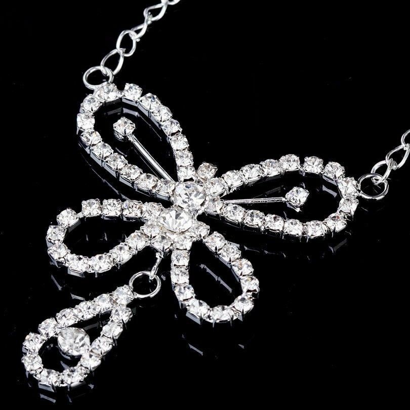 Bikini Rhinestone Harness Lower Back Crossover Belly Waist Body Chain Necklace