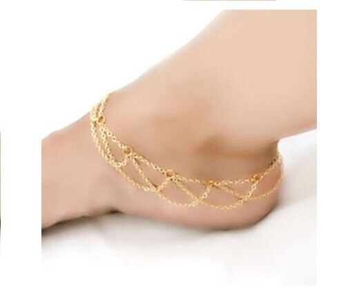 GOLD LINK MESH ANKLET Ankle Bracelet Sandal Anklet Foot Jewelry Jewellery Beach