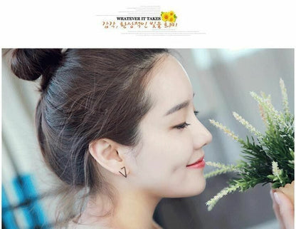 Silver Triangle triangular Shaped Earrings Ear Stud Womens Ladies Gift UK