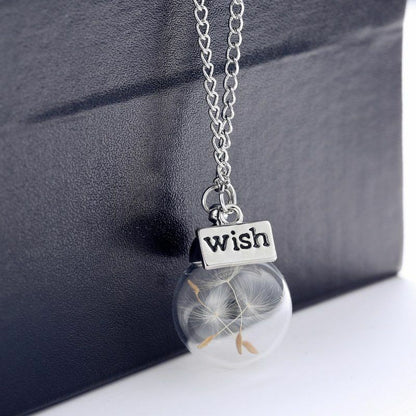 Real Dandelion Lucky Charm wishing bottle Teardrop Fairy Pendant Gift Baby uk