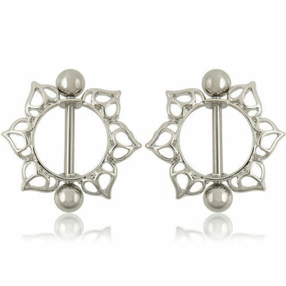 SUNFLOWER NIPPLE BAR Surgical LOVE CUTE BEAUTIFUL SILVER Body Piercing Bars UK