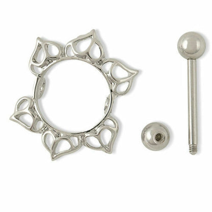 SUNFLOWER NIPPLE BAR Surgical LOVE CUTE BEAUTIFUL SILVER Body Piercing Bars UK