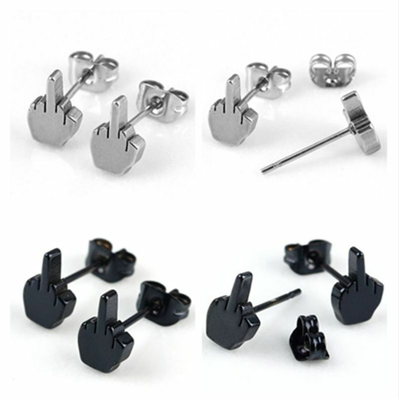 ZIP FINGER studs STUD EARRINGS goth emo PUNK gothic RETRO KITCH gothic UK