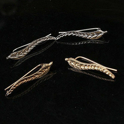Womens Silver Gold Leaf Angel Feather Wing Earrings Hook Ear Stud Cuff Hoop Gift