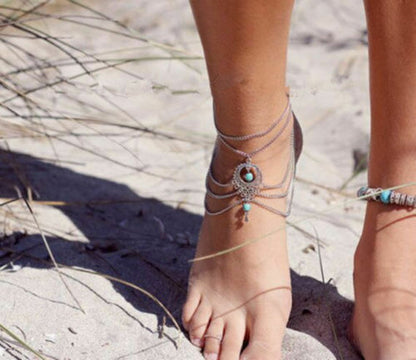 TURQOISE BAREFOOT Fashion Ankle Bracelet Women Anklet Foot Jewelry Chain Beach