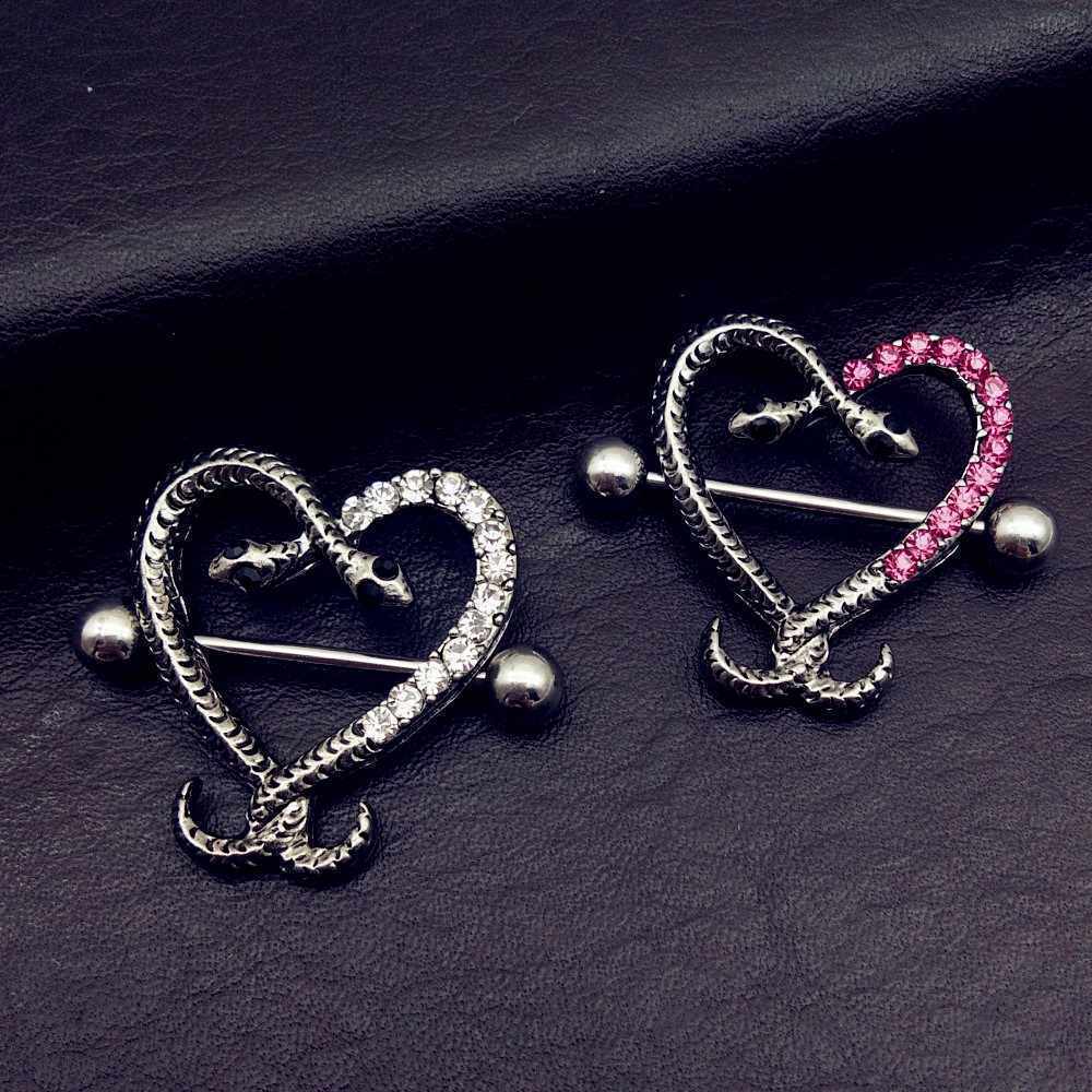 Sexy Heart Snake Nipple Fangs Shield Ring Body Dangle Piercing Bar Jewellery UK