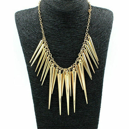 Fashion Women LONG STUD PENDANT CHAIN NECKLACE CHOKER STRAP Wedding Jewellery UK