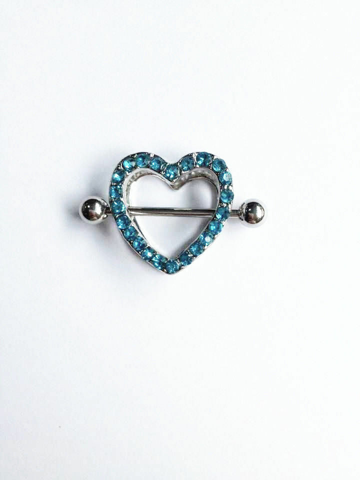 HEART RHINESTONE Love Body SEXY Nipple Bar Barbell Piercing Ring Rings UK
