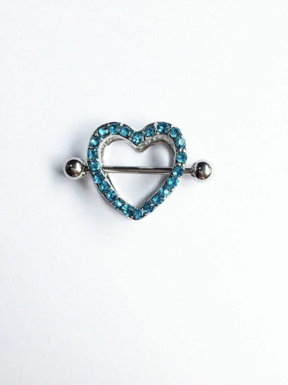 HEART RHINESTONE Love Body SEXY Nipple Bar Barbell Piercing Ring Rings UK