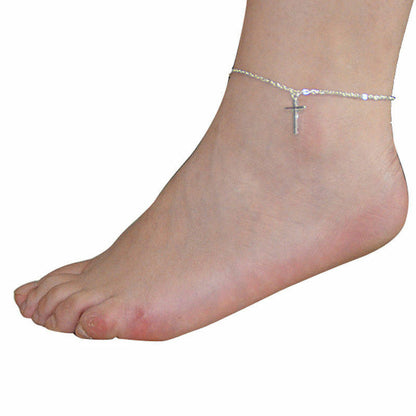 CROSS Silver Gold Ankle Bracelet Anklet SUMMER Foot Jewelry Jewellery Chain Beac