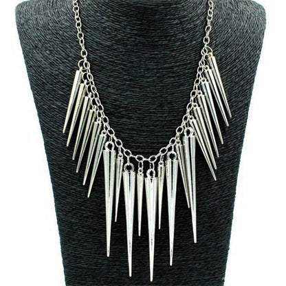 Fashion Women LONG STUD PENDANT CHAIN NECKLACE CHOKER STRAP Wedding Jewellery UK