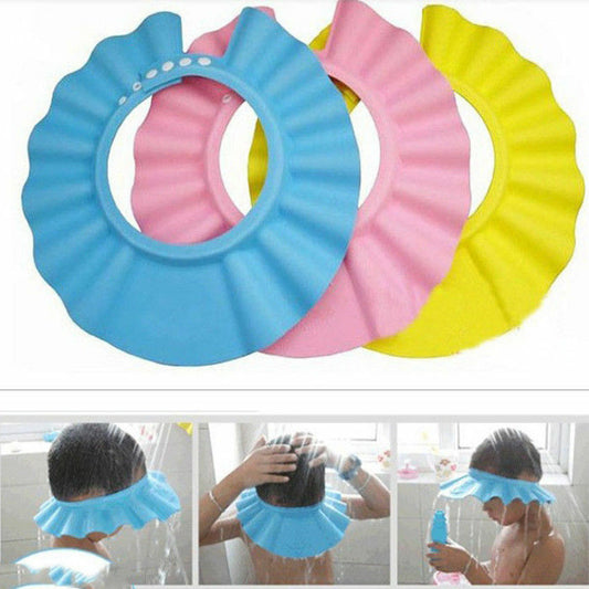 Baby KIDS Child CAP Adjustable Soft Waterproof Shield Shampoo Shower Bath Hat UK