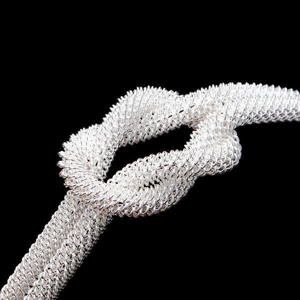 925 Sterling Silver Knotted Mesh Linked Bangle Bracelet Womens Jewellery UK