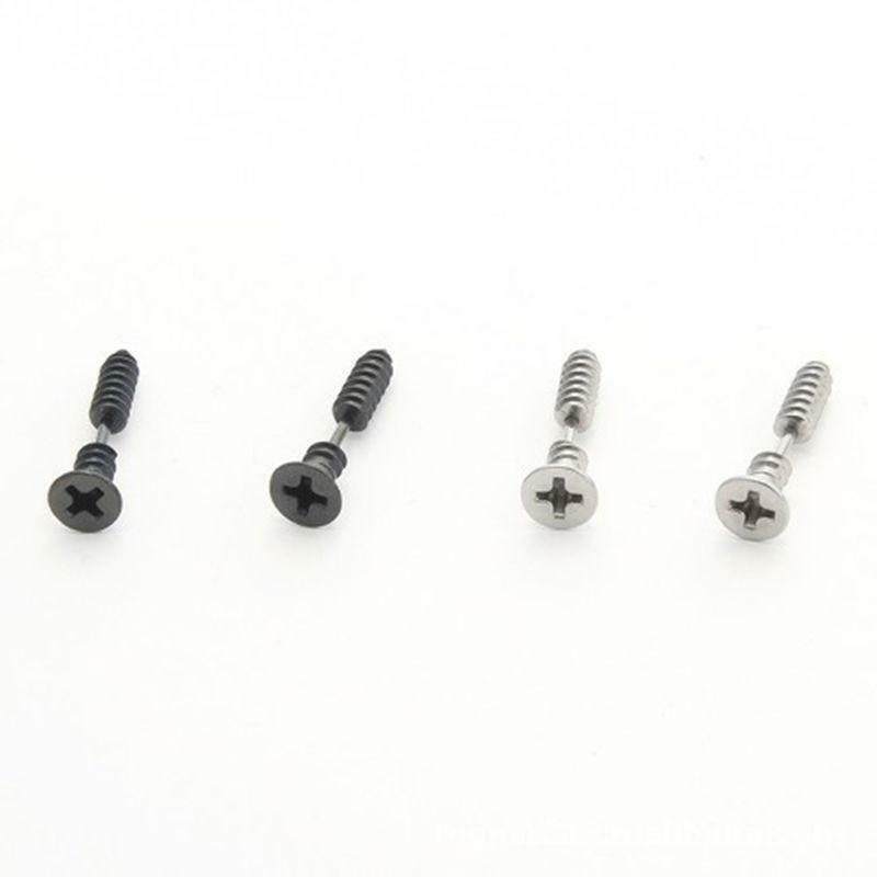 2pcs Punk Gothic Unisex Unique Stainless Steel Gold Silver Screw Stud Earrings