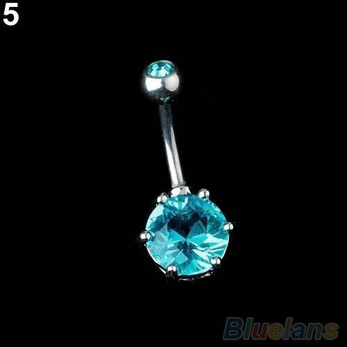 316L Surgical Steel Belly Button Ring Bar Navel Crystal Rhinestone Body Piercing
