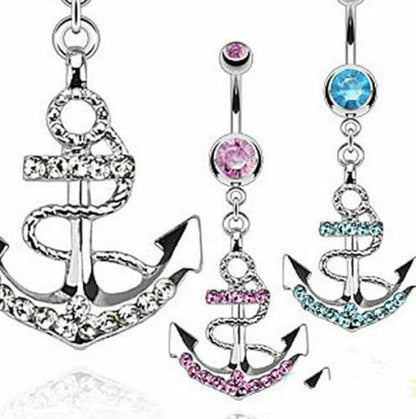 Anchor Belly Bar Button Piercing Sailor Boat Navel Bars Body Dangle Barbells