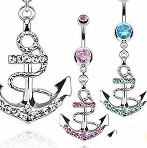 Anchor Belly Bar Button Piercing Sailor Boat Navel Bars Body Dangle Barbells