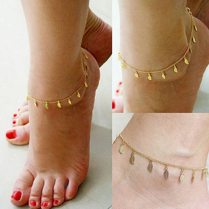 SMALL LEAF CHARM Fashion Ankle Bracelet Women Anklet Foot Jewelry Chain Beach