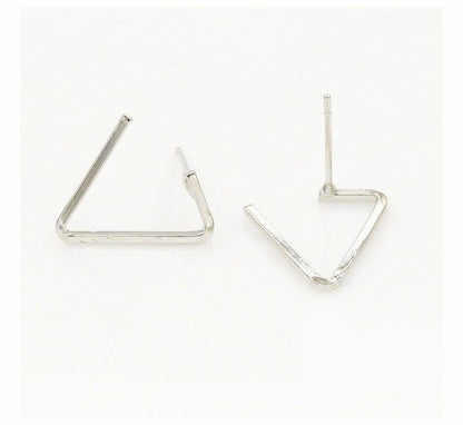 Silver Triangle triangular Shaped Earrings Ear Stud Womens Ladies Gift UK