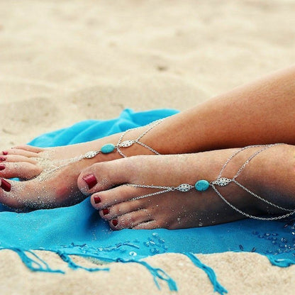 BEAUTIFUL Turquoise Stone BAREFOOT ANKLET beach Summer sexy Ankle Bracelet Women