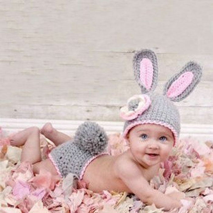 RABBIT BUNNY Newborn Baby Girl Boy Crochet Knit Costume Photo Photography Prop
