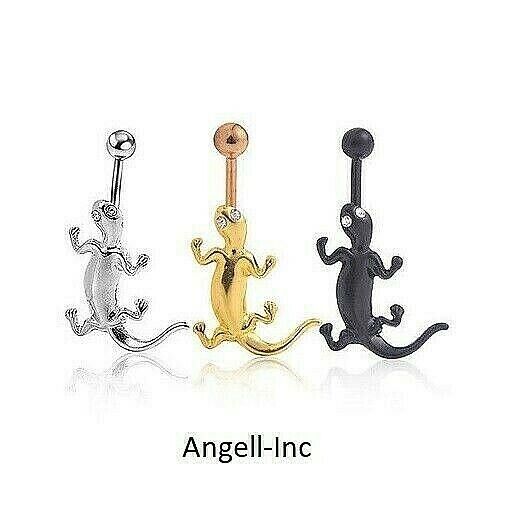 Lizard Gecko Crystal Belly Bar Button Piercing Navel Bars Body Dangle Barbells